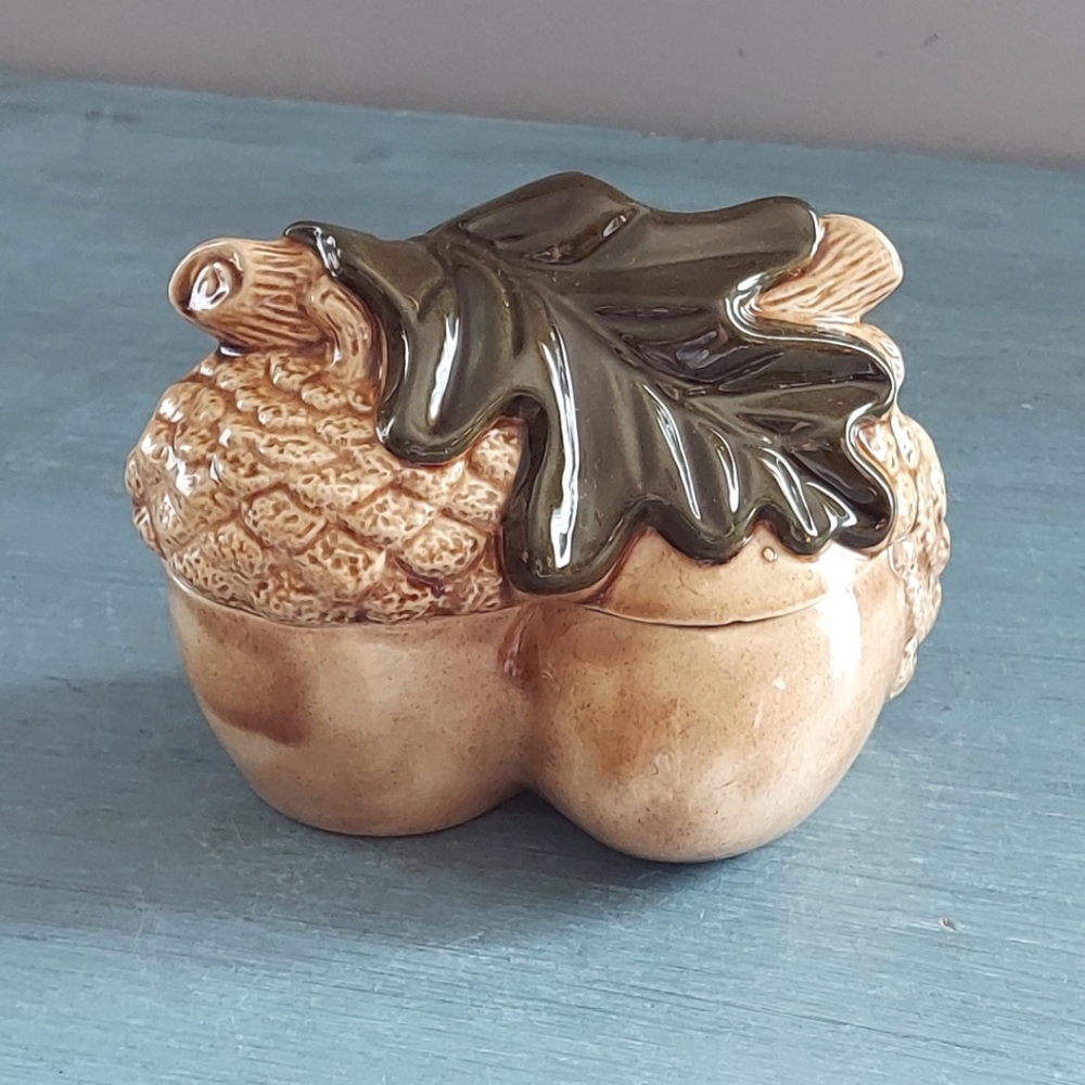 Vintage Ceramic Acorn Container